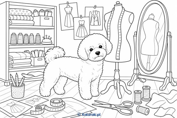 Bichon frise w atelier mody – bichon frise