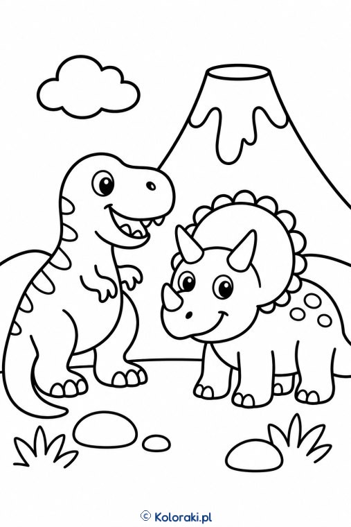 Dwaj przyjaciele T-rex i triceratops