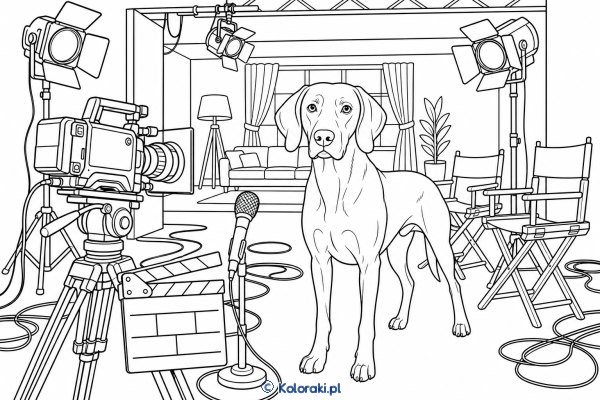 Weimaraner w studiu filmowym – weimaraner