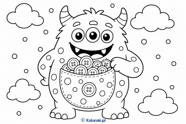 Stworek z kieszenią pełną guzików