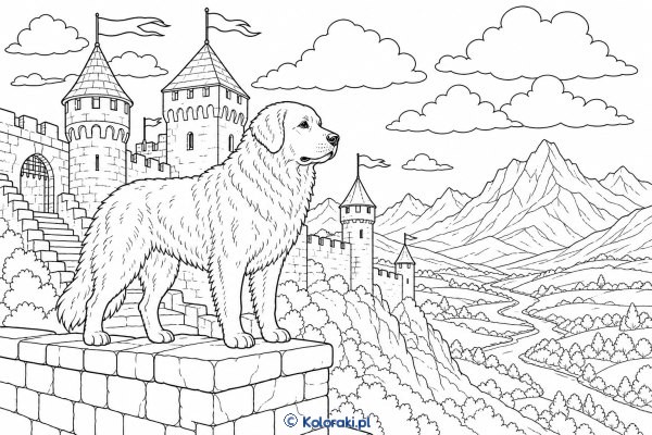 Kuvasz przy górskiej twierdzy – kuvasz