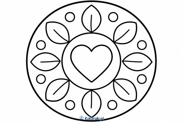 Mandala z listkami i sercem