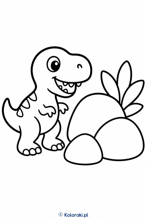 Mały T-rex przy kamieniach