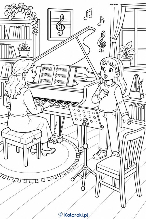 Lekcja muzyki przy pianinie