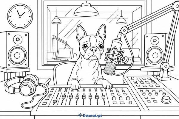 Boston terrier w studio radiowym – boston terrier
