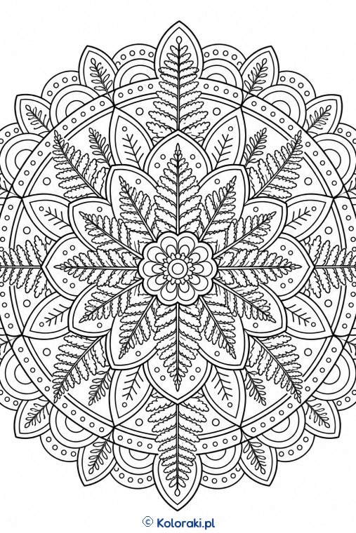 Mandala z listkami paproci