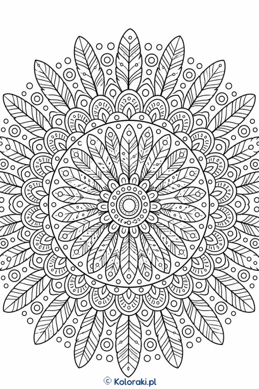 Mandala z zabawnymi piórkami