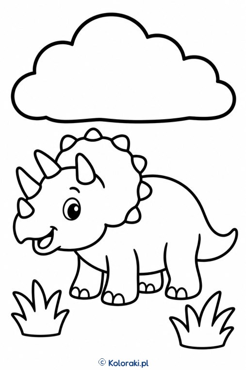Wesoły triceratops pod chmurką