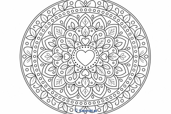 Mandala z listkami i sercem