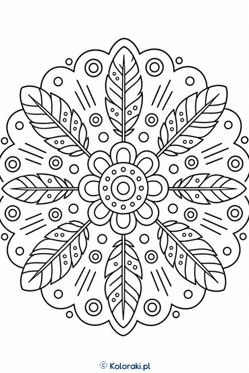 Mandala z zabawnymi piórkami