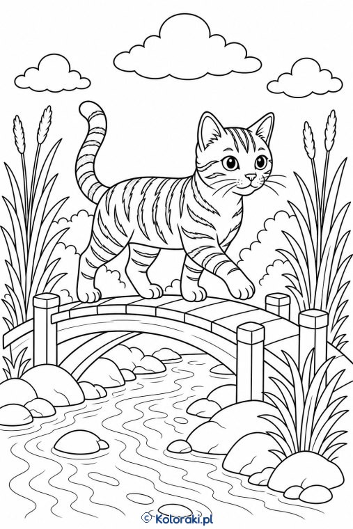 Toyger przy bambusowym mostku – kot toyger