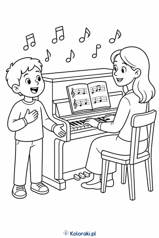 Lekcja muzyki przy pianinie