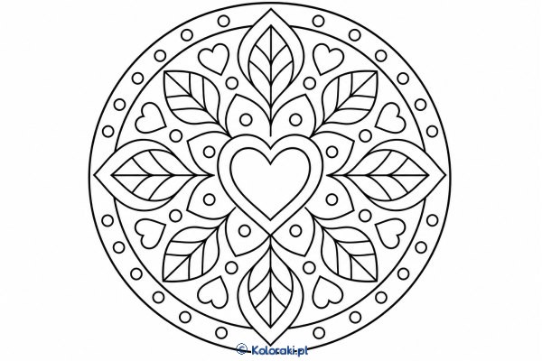 Mandala z listkami i sercem
