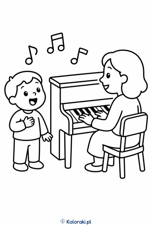 Lekcja muzyki przy pianinie
