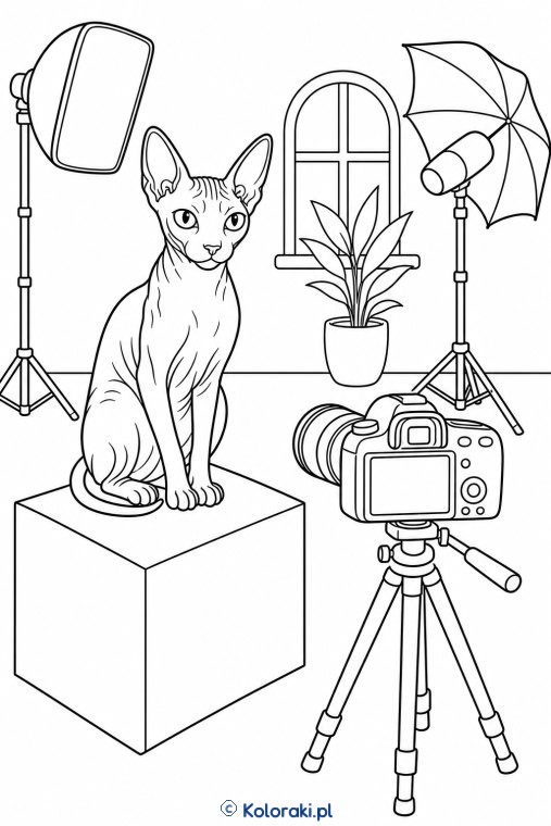 Don sphynx w studio fotograficznym – kot don sphynx