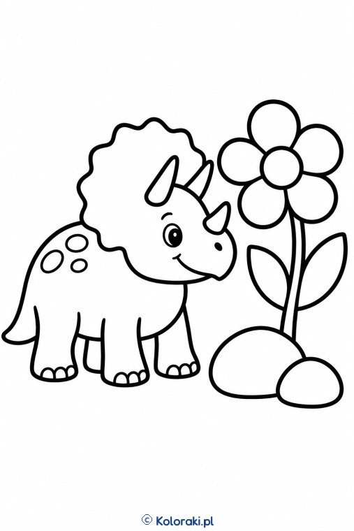 Triceratops przy dużym kwiatku