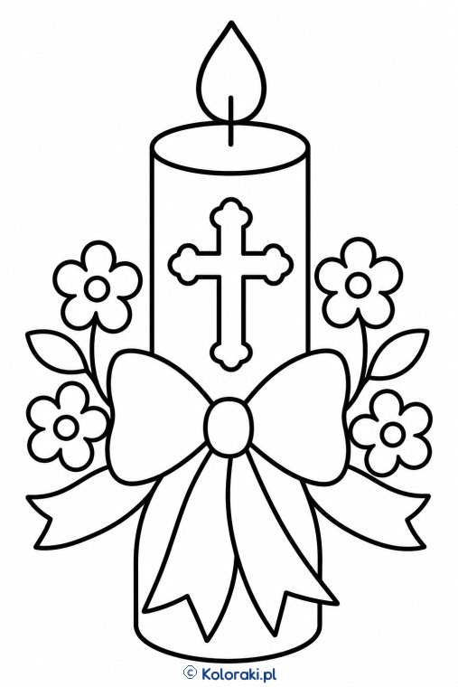 Chrzcielna świeca z kokardą