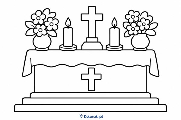Ołtarz z kwiatami i świecami
