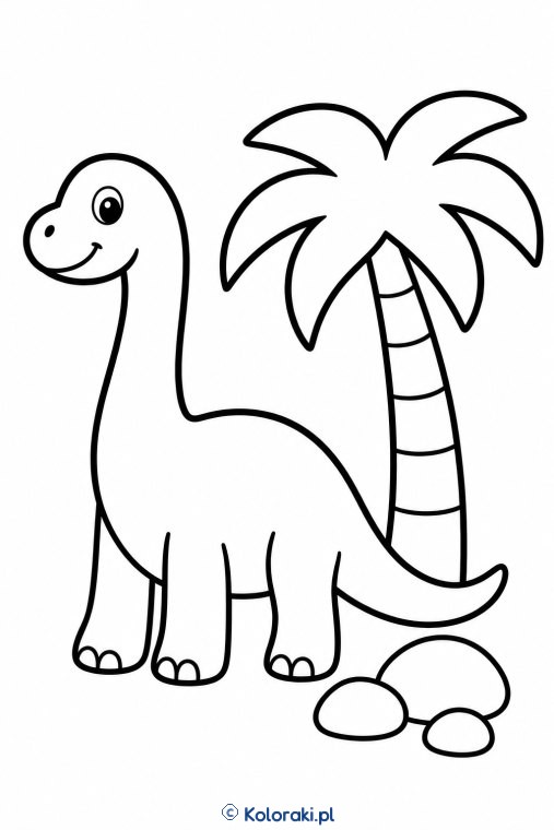 Brontozaur przy palmie
