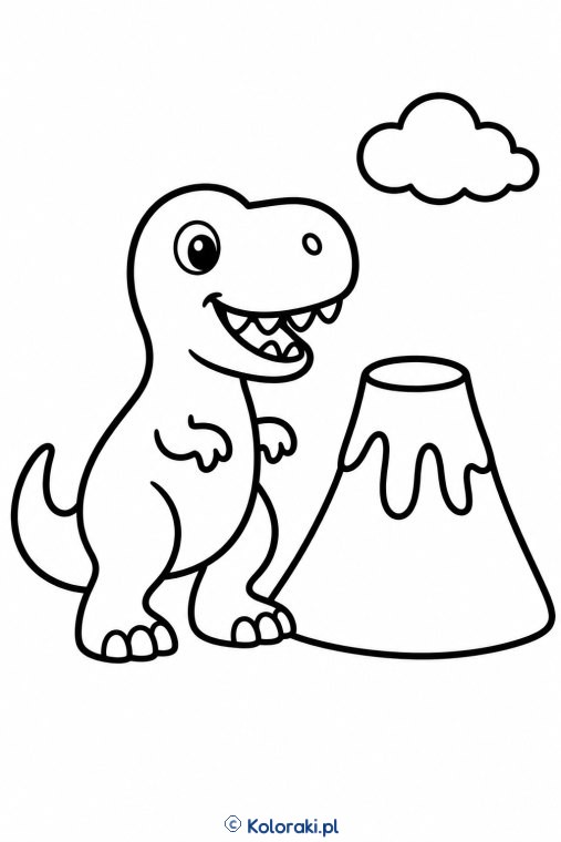 T-rex przy prostym wulkanie