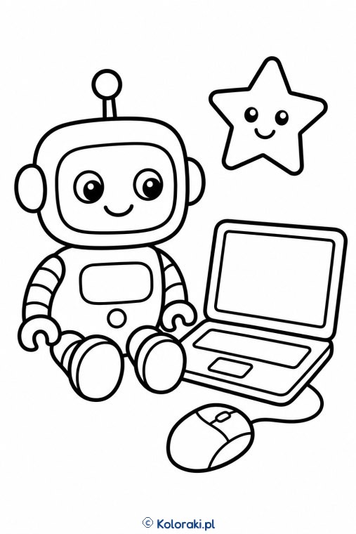 Robot obok laptopa
