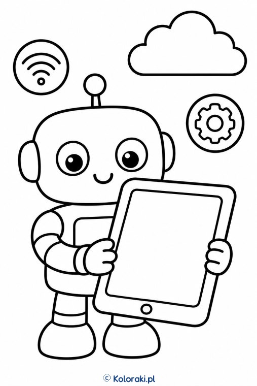 Robot używa tabletu
