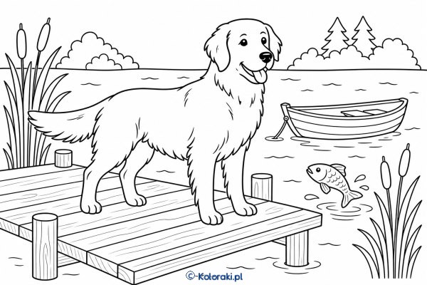 Flat coated retriever przy pomoście – flat coated retriever