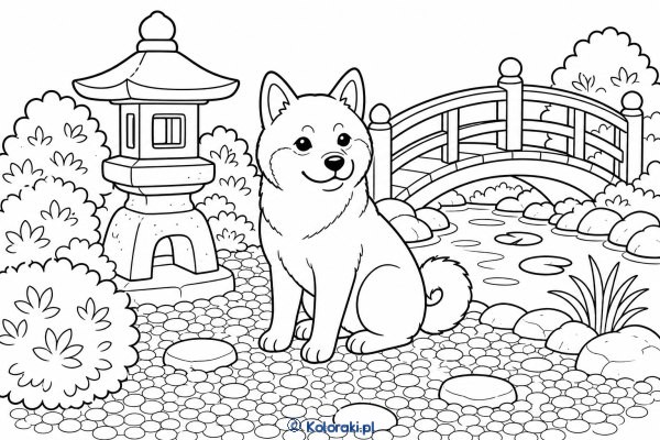 Shiba inu w ogrodzie kamiennym – shiba inu