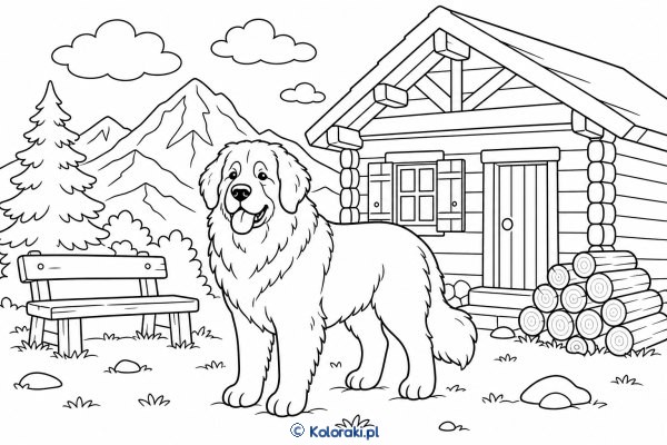 Leonberger przy schronisku górskim – leonberger