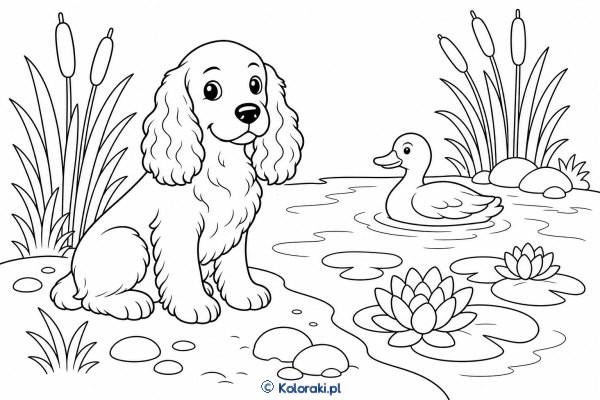 Cocker spaniel przy stawie – cocker spaniel