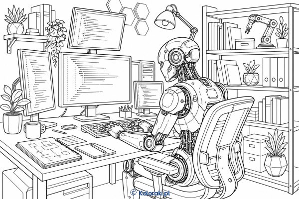 Robot programuje w laboratorium
