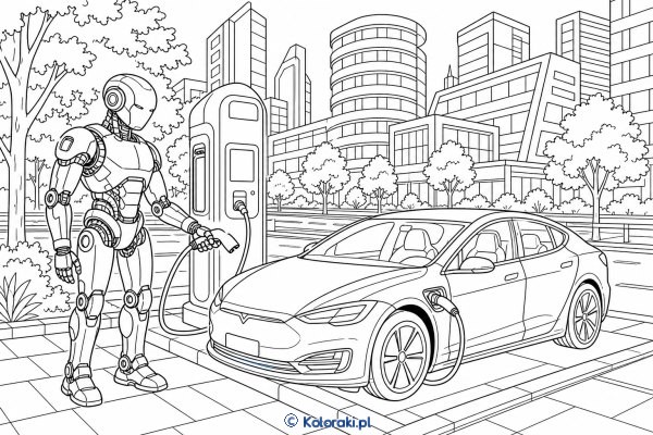 Robot ładuje auto elektryczne