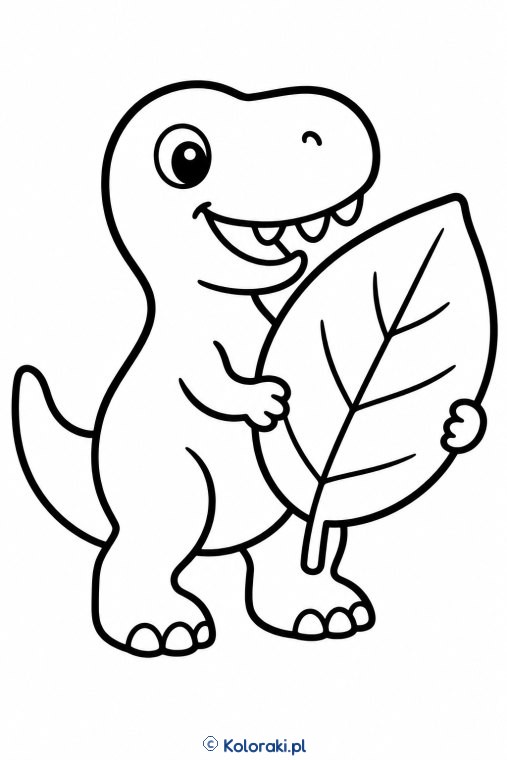 T-rex z dużym liściem
