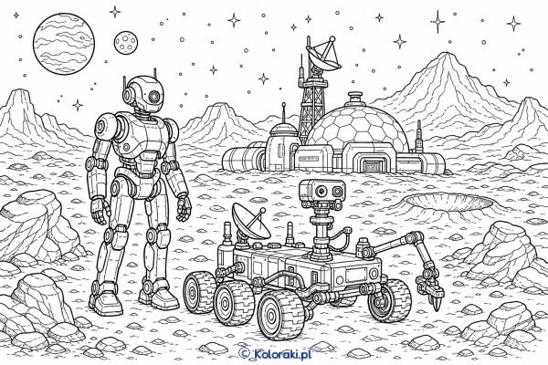 Robot przy pojeździe marsjańskim – scena 38