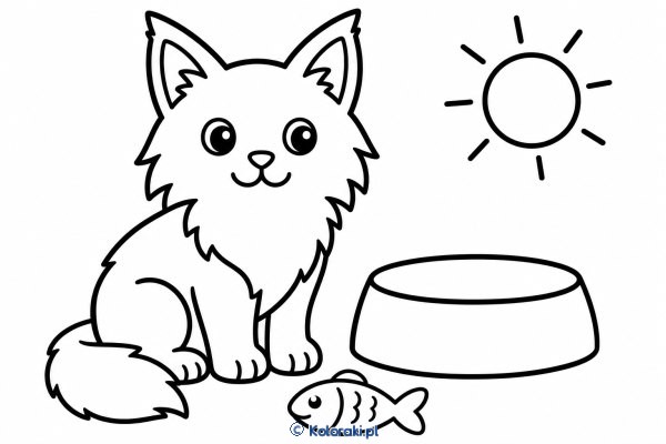 Kotek przy miseczce – maine coon
