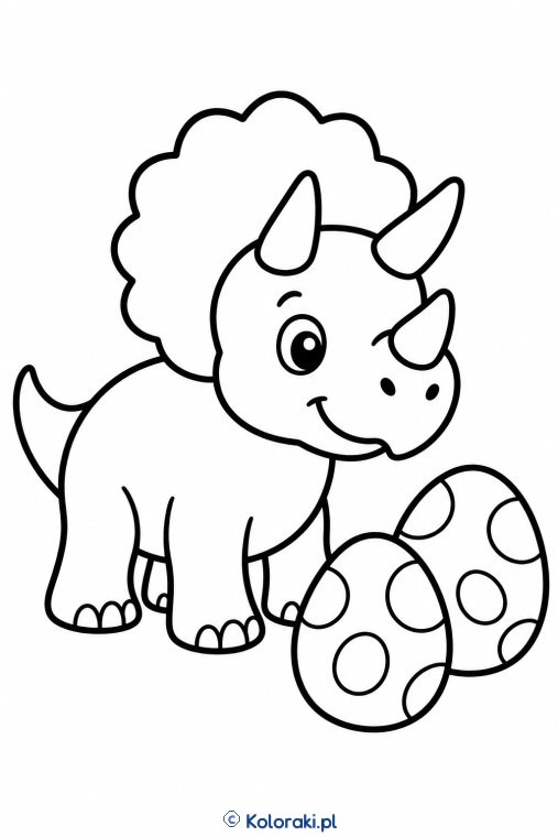 Triceratops przy dwóch jajkach