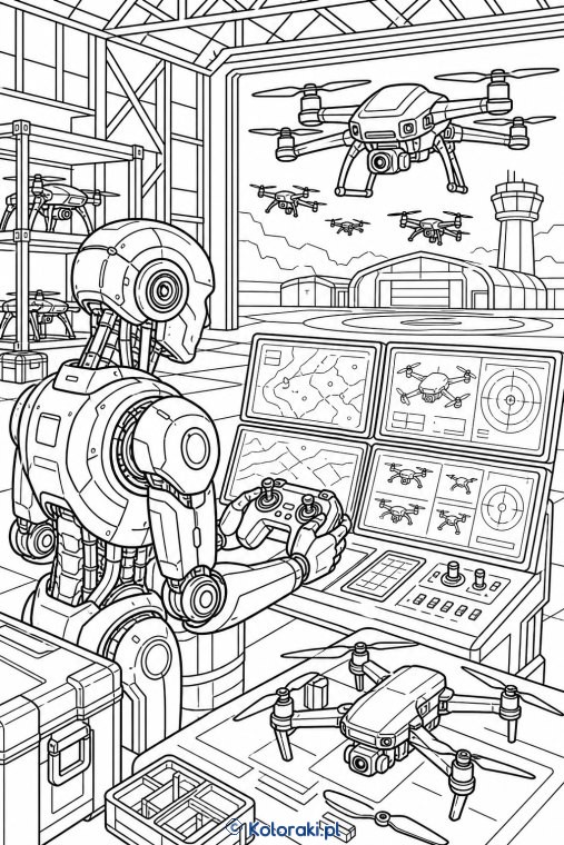 Robot steruje dronami