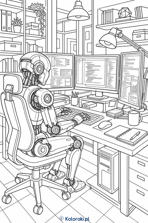 Robot programuje w laboratorium