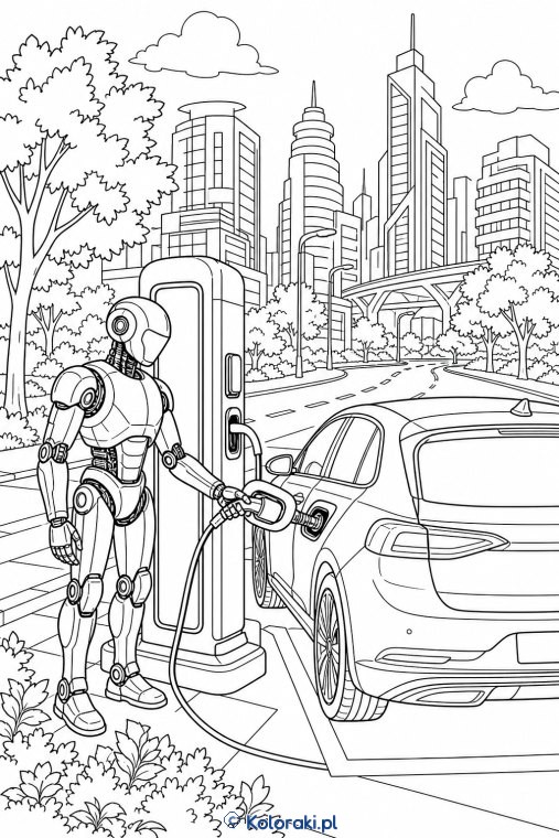 Robot ładuje auto elektryczne