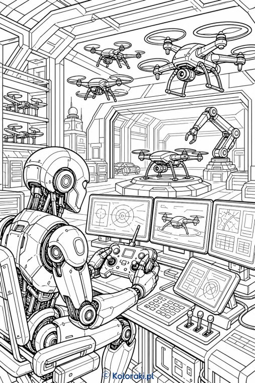 Robot steruje dronami – scena 32