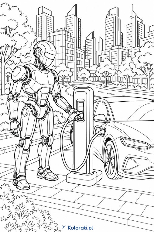 Robot ładuje auto elektryczne – scena 35