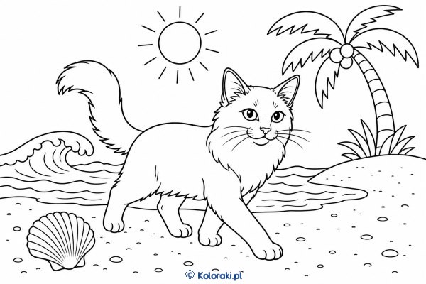Balijski na plaży – kot balijski