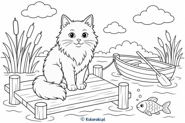 Nebelung przy jeziorze – kot nebelung