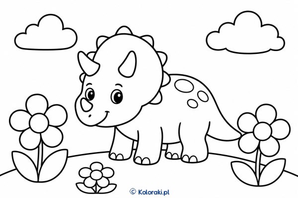 Mały triceratops na łące