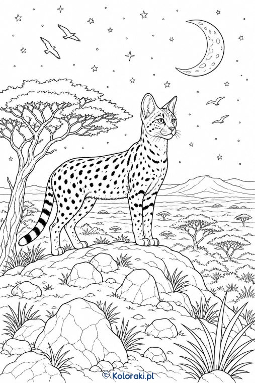 Serengeti podczas nocnego safari – kot serengeti