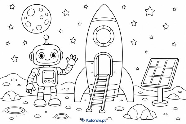 Robot przy rakiecie badawczej