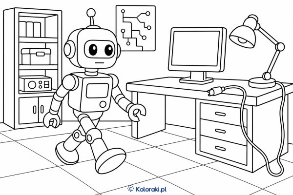 Robot spaceruje po laboratorium