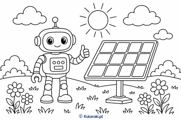 Robot i panel słoneczny