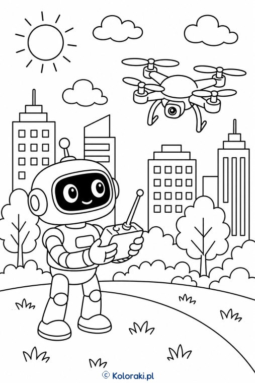 Robot steruje dronem