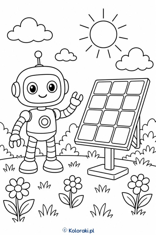 Robot i panel słoneczny